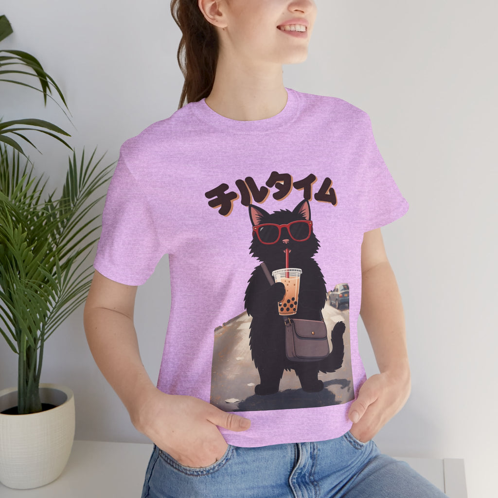 Boba Cat Tee — Cute Cat Drinking Bubble Tea Graphic T-Shirt