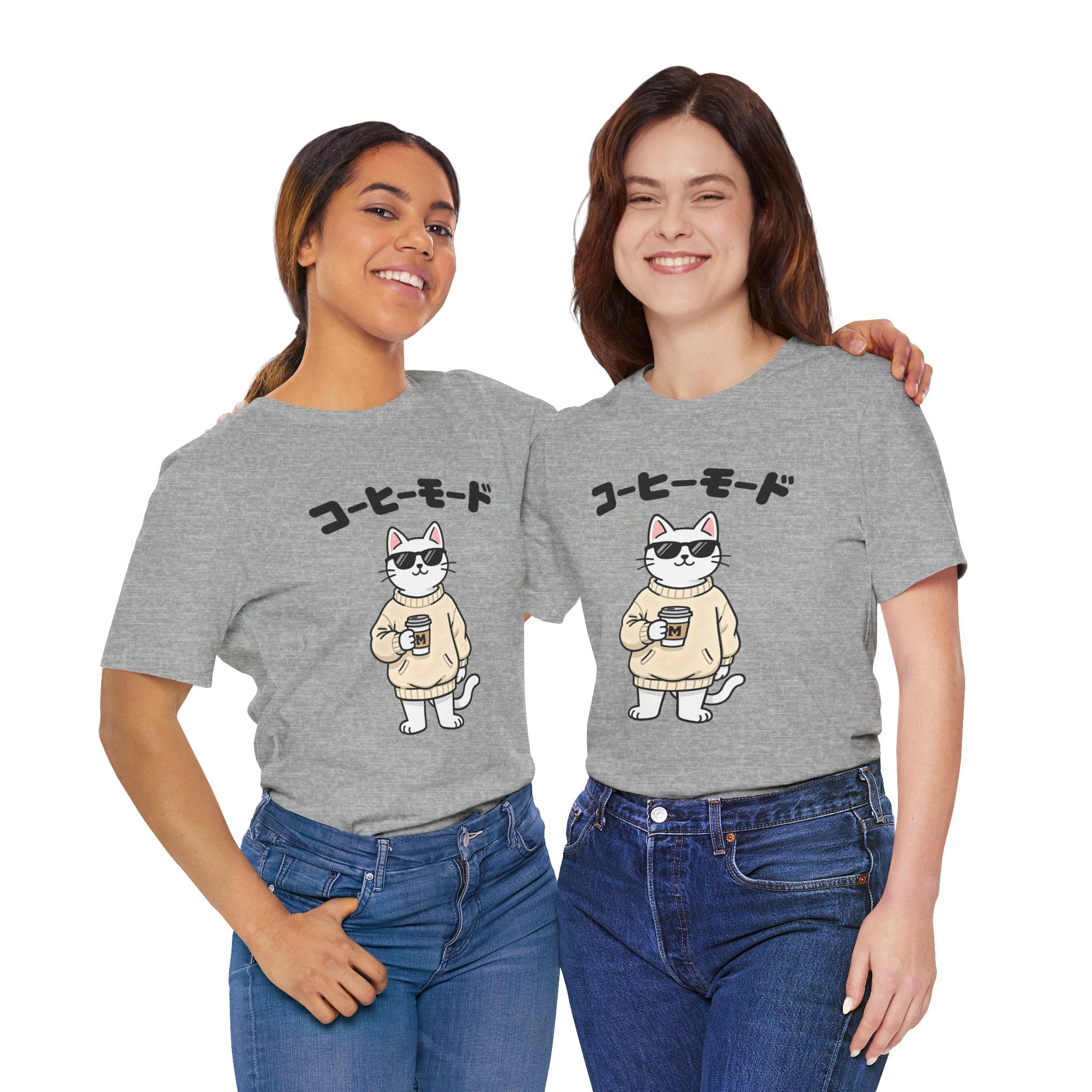Coffee Mode Cat Tee — Cute Japanese Cat Holding Coffee T-Shirt