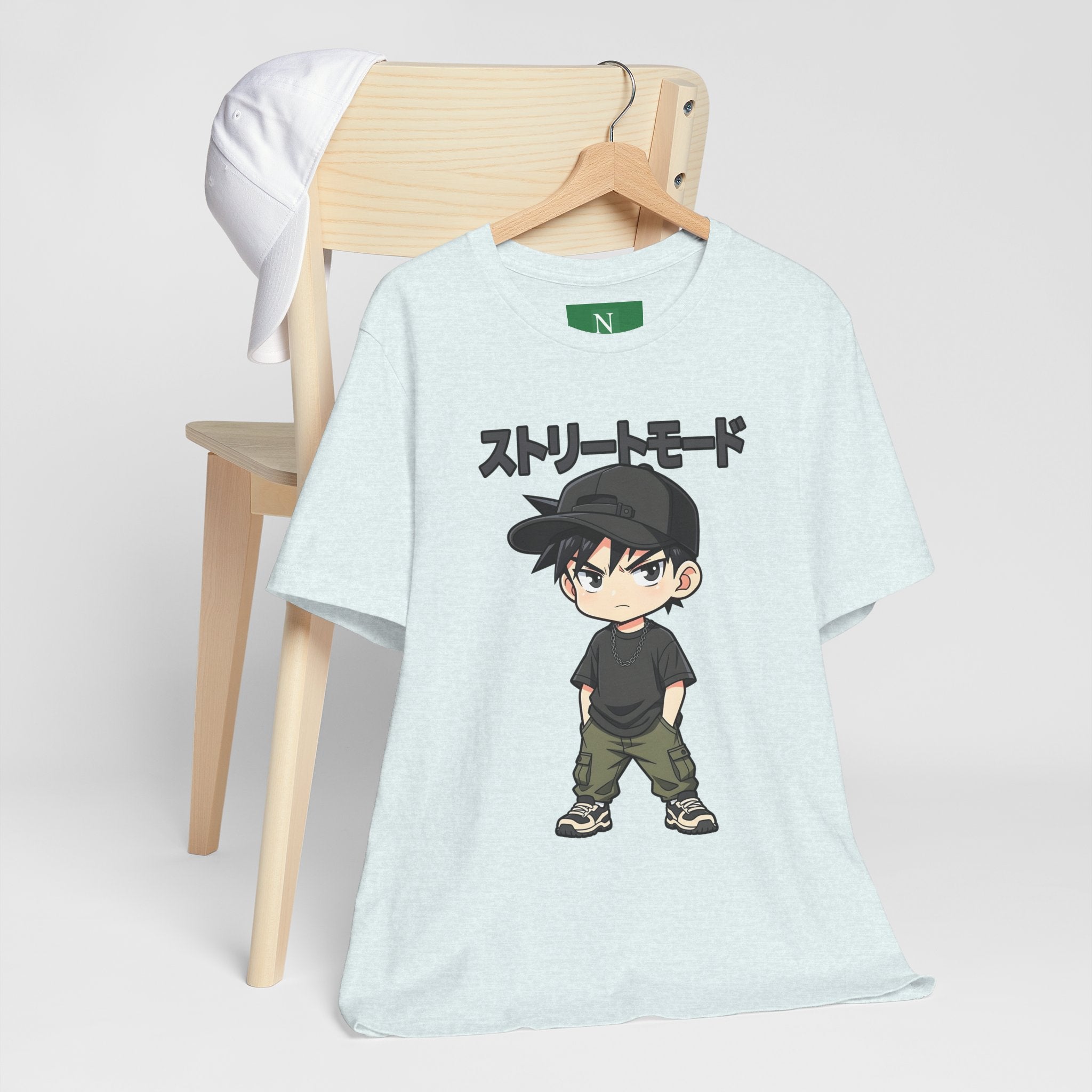 Street Mode Anime Boy T-Shirt — Japanese Text Graphic Tee