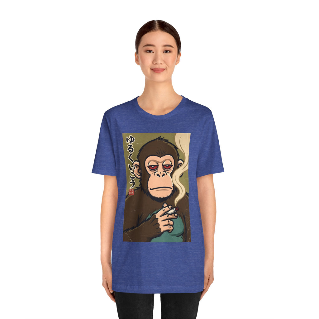 Smoking Monkey Graphic Tee — Japanese Retro Ape Illustration T-Shirt