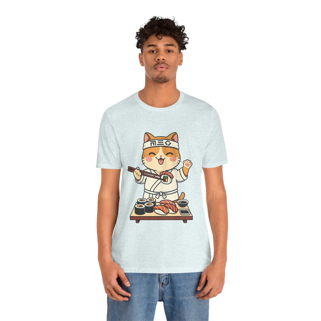 Sushi Chef Cat T‑Shirt — Cute Kawaii Cat Making Sushi Graphic Tee