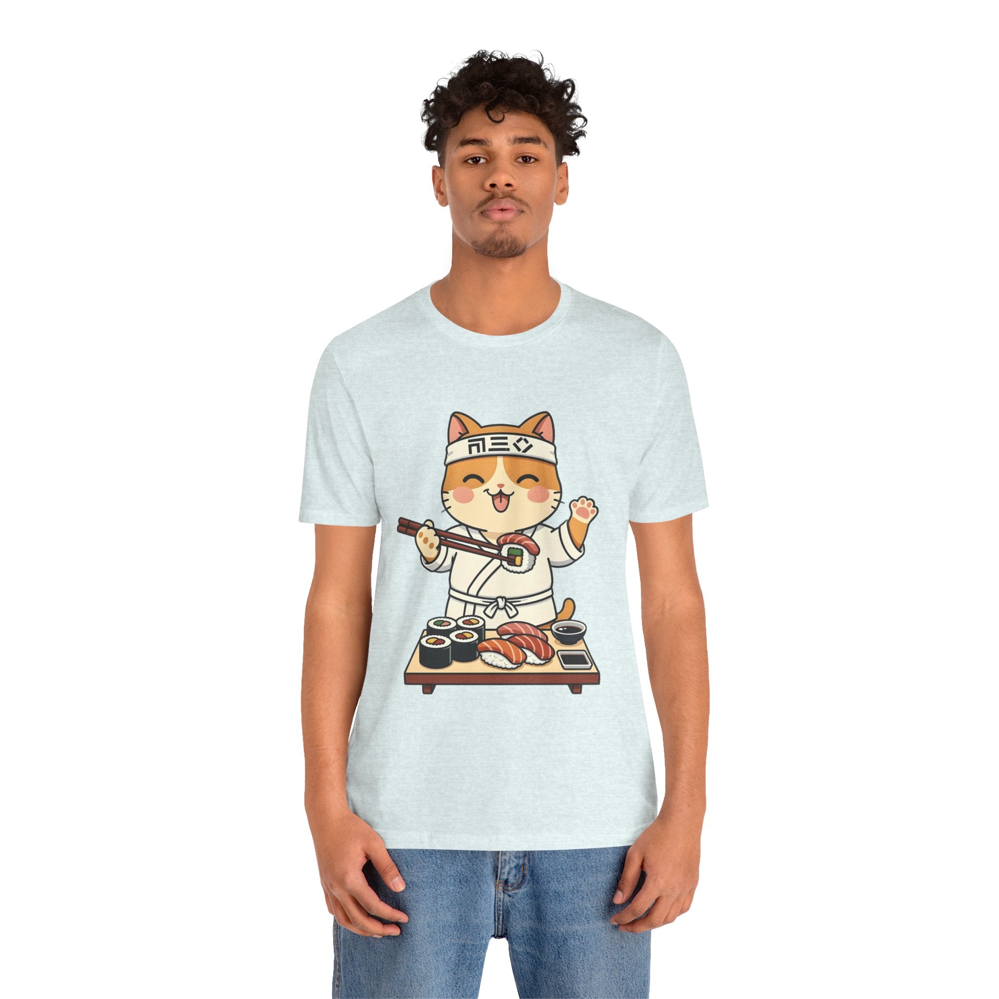 Sushi Chef Cat T‑Shirt — Cute Kawaii Cat Making Sushi Graphic Tee