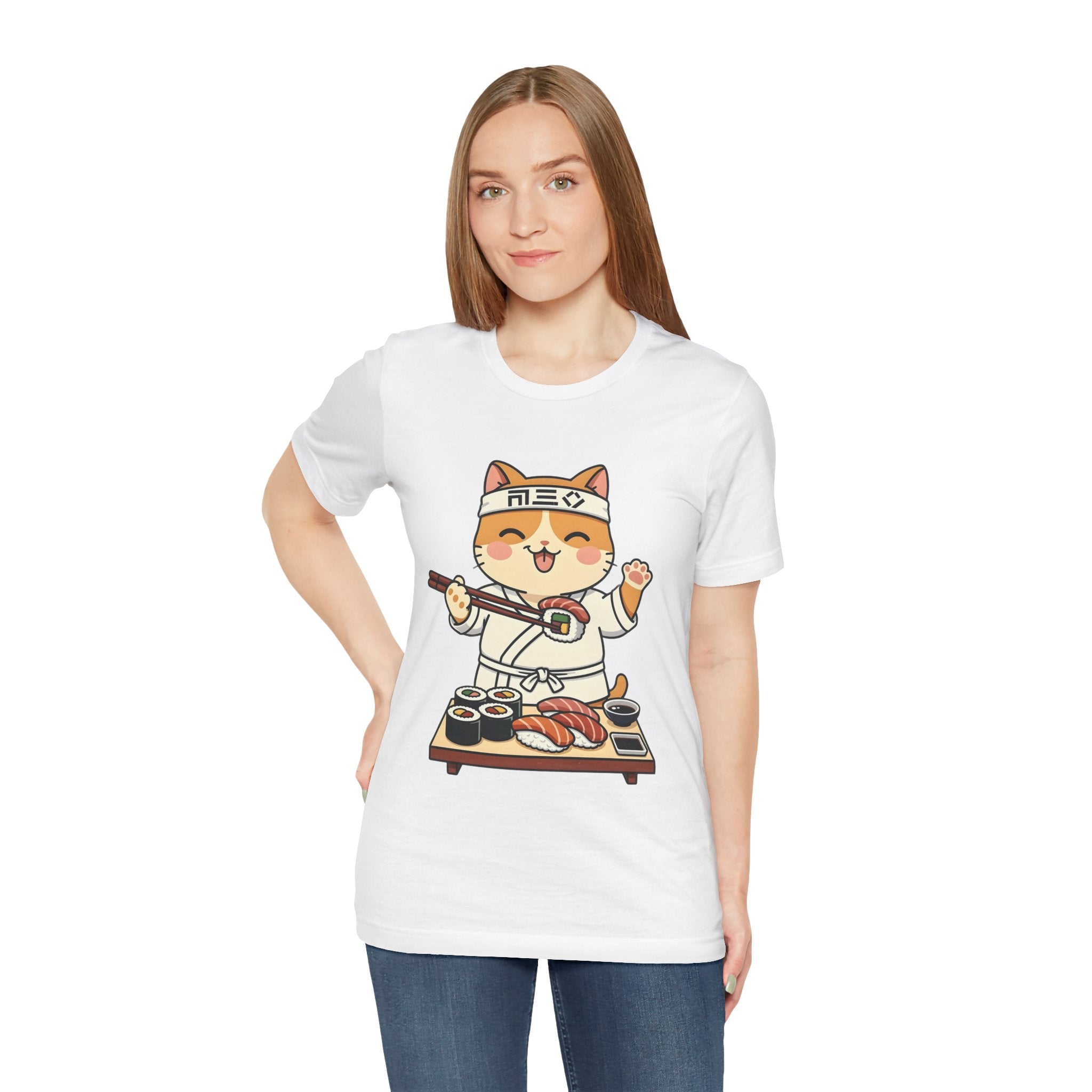 Sushi Chef Cat T‑Shirt — Cute Kawaii Cat Making Sushi Graphic Tee