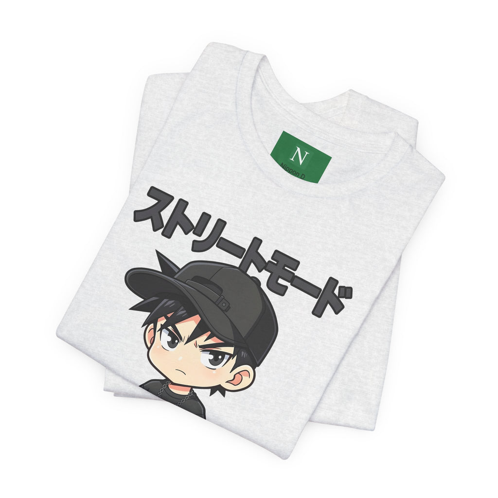 Street Mode Anime Boy T-Shirt — Japanese Text Graphic Tee