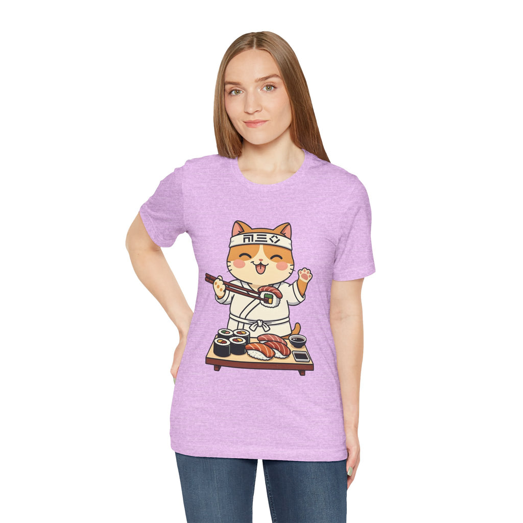 Sushi Chef Cat T‑Shirt — Cute Kawaii Cat Making Sushi Graphic Tee