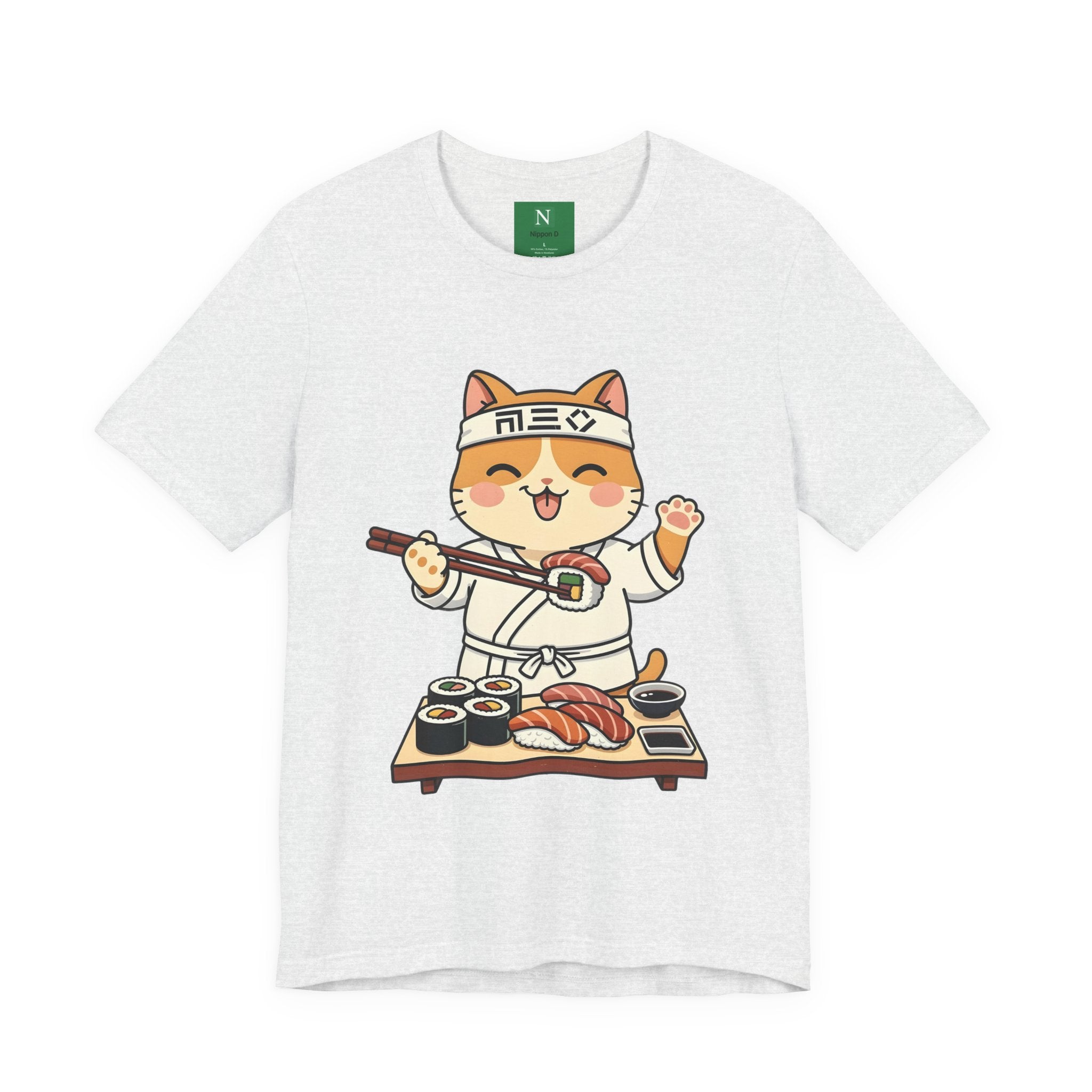 Sushi Chef Cat T‑Shirt — Cute Kawaii Cat Making Sushi Graphic Tee