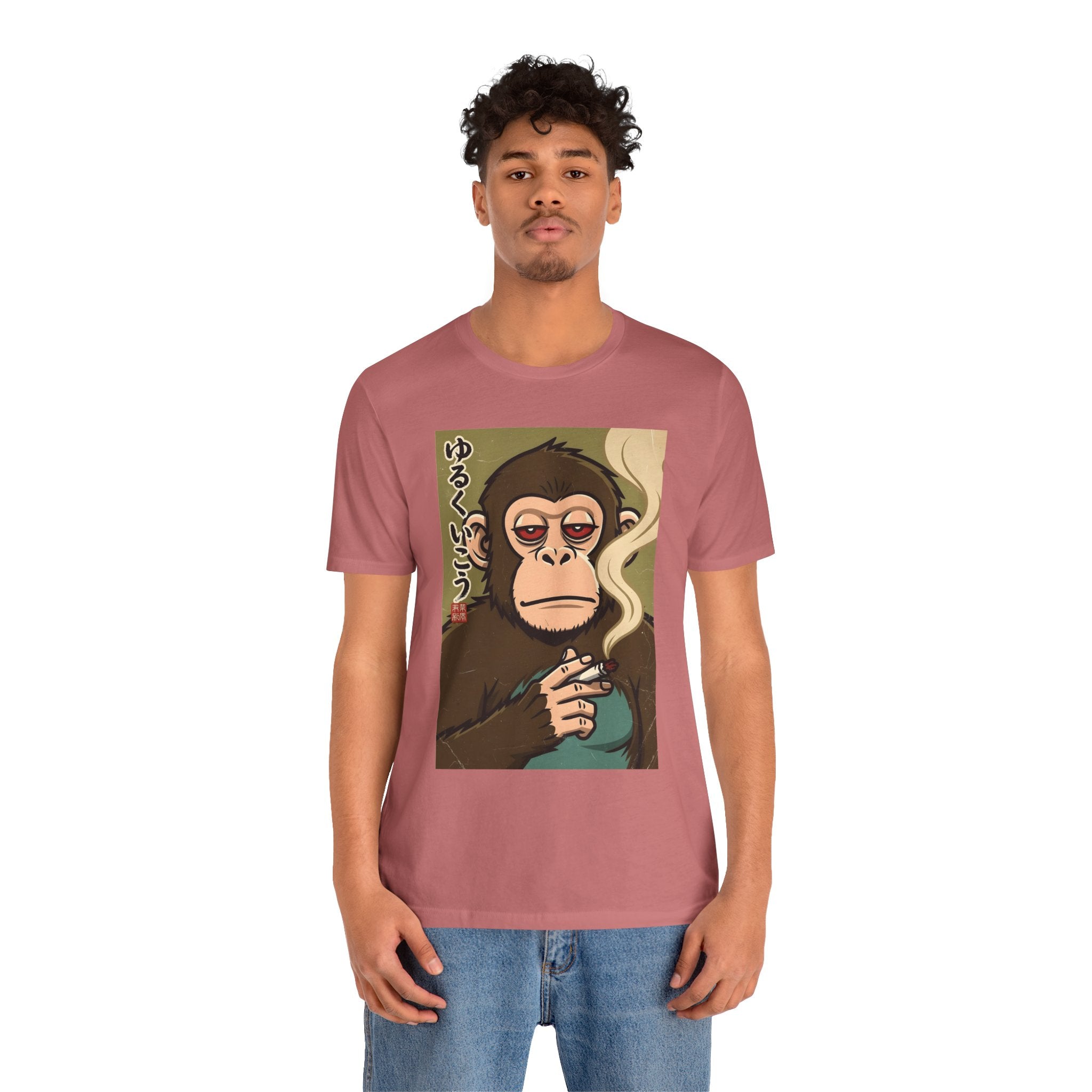 Smoking Monkey Graphic Tee — Japanese Retro Ape Illustration T-Shirt