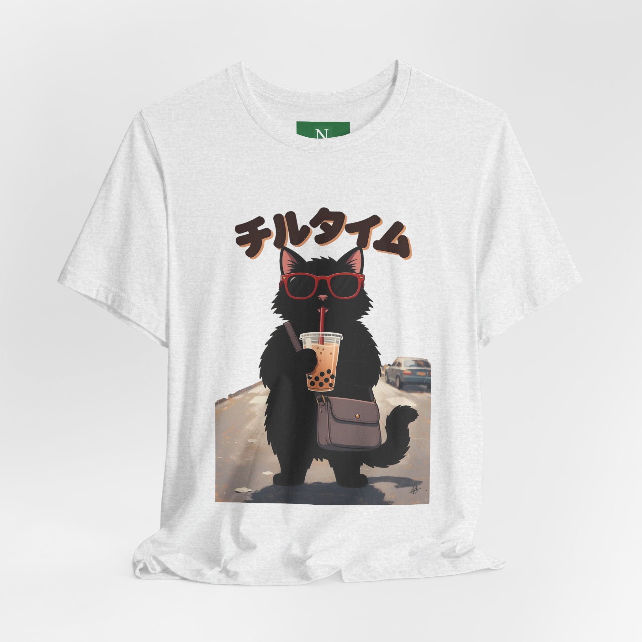Boba Cat Tee — Cute Cat Drinking Bubble Tea Graphic T-Shirt