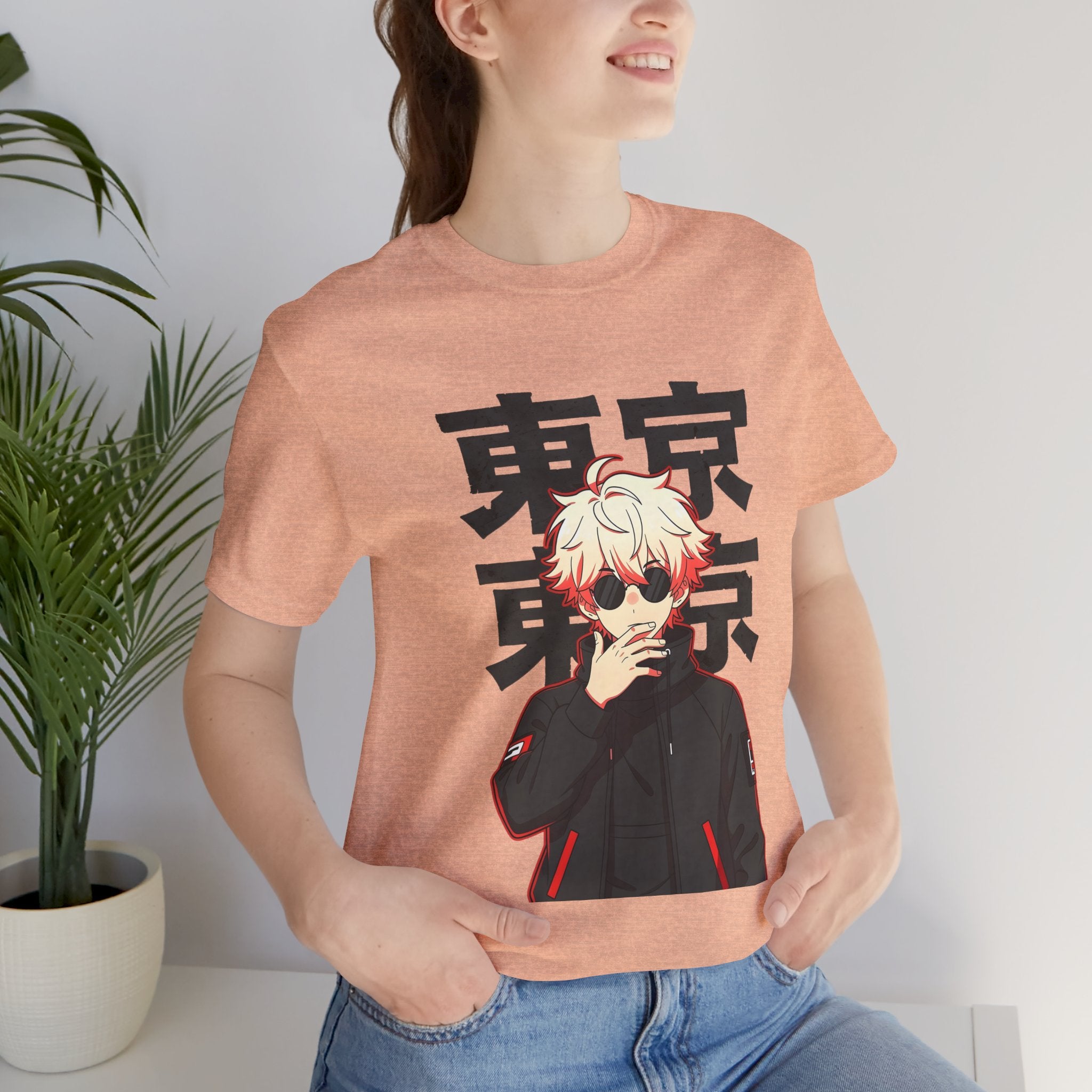 Tokyo Anime Graphic Tee — Blond Character with Kanji "東京"
