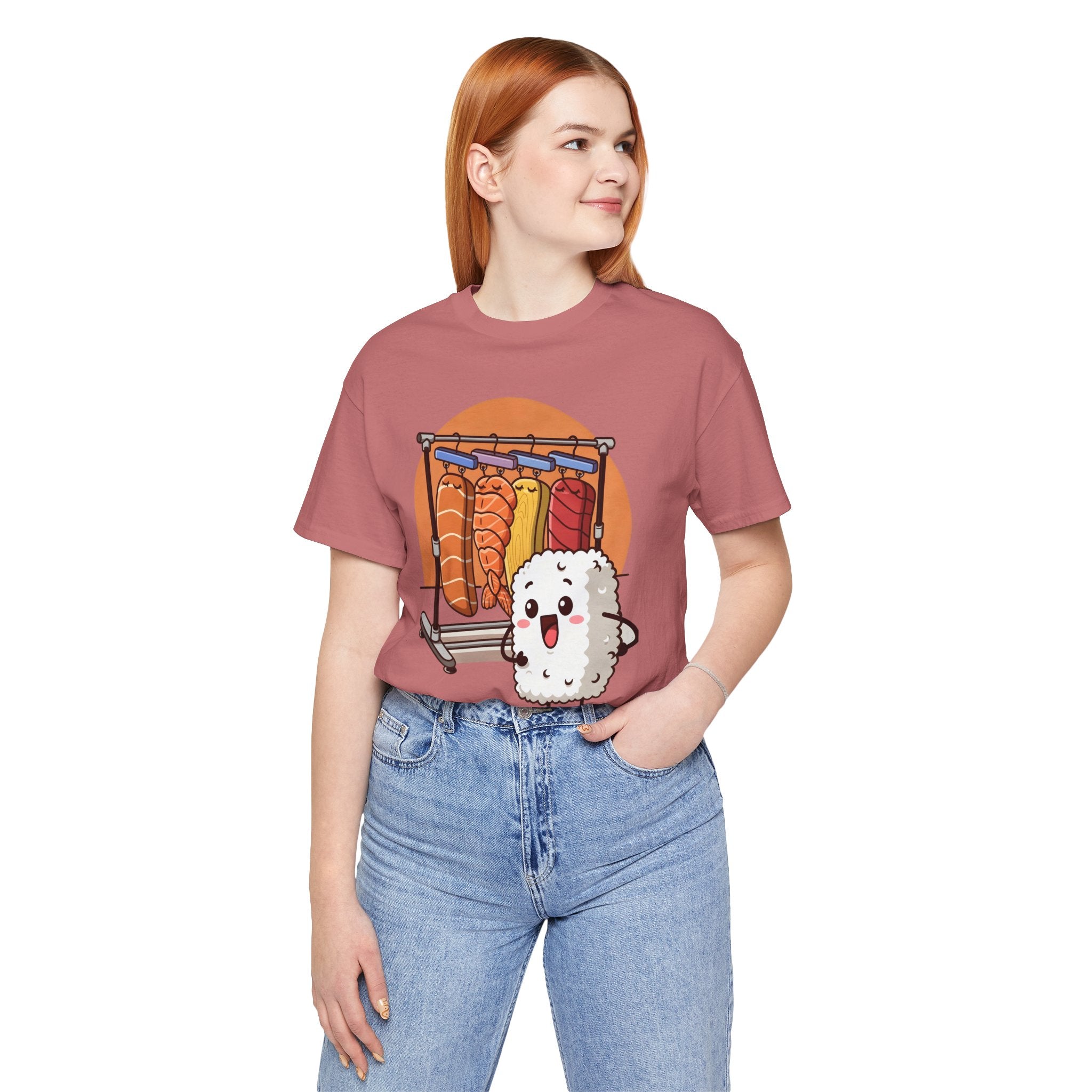 Cute Sushi Rice Cartoon T‑Shirt — Kawaii Nigiri Character Tee