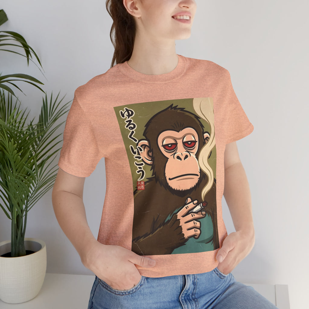 Smoking Monkey Graphic Tee — Japanese Retro Ape Illustration T-Shirt