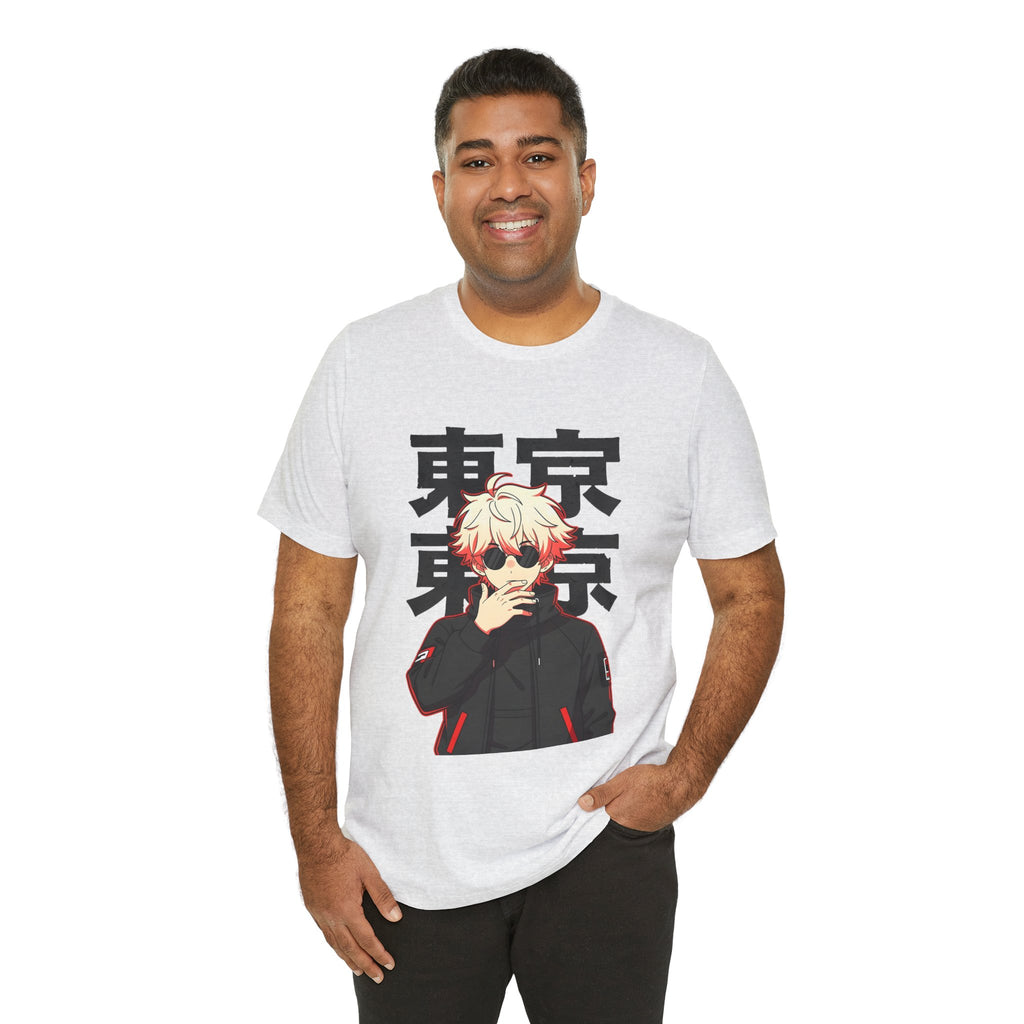 Tokyo Anime Graphic Tee — Blond Character with Kanji "東京"