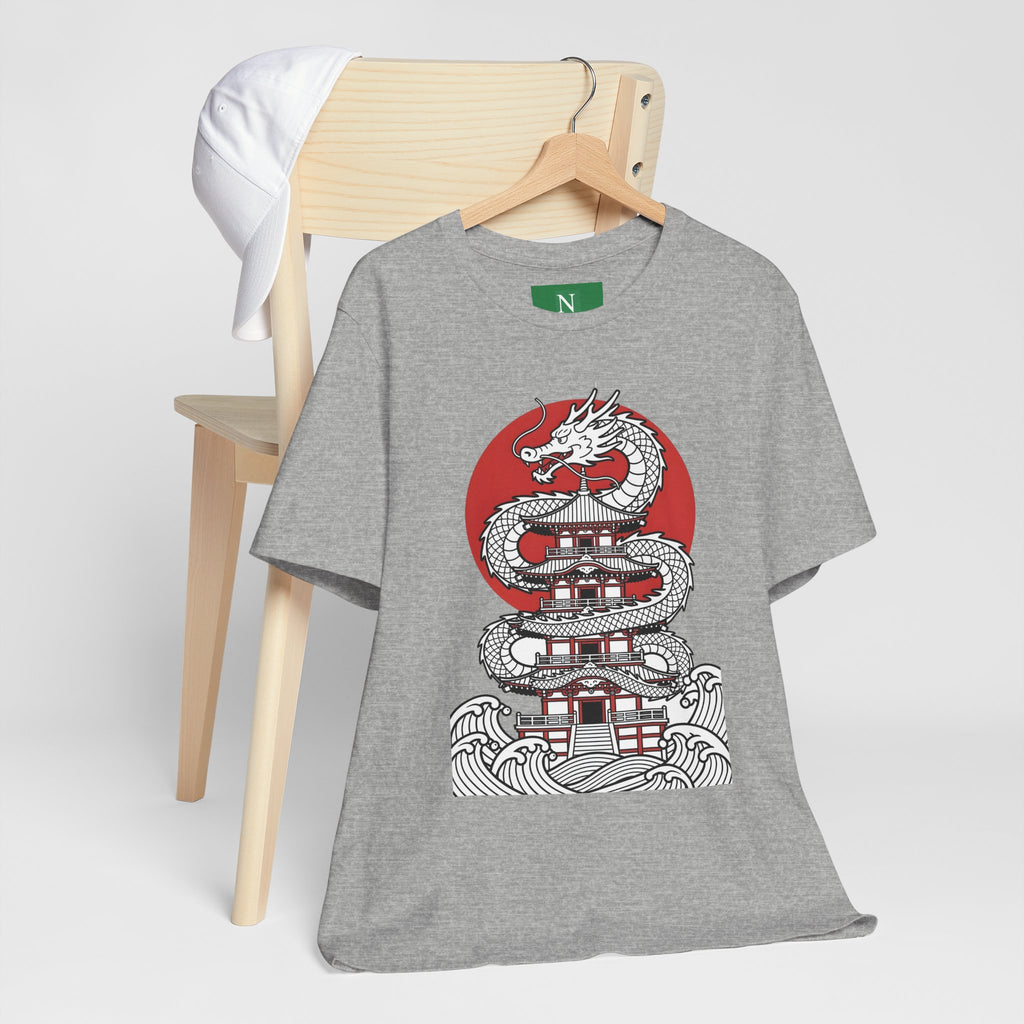 Dragon Pagoda T‑Shirt — Japanese Red Sun Temple Graphic Tee