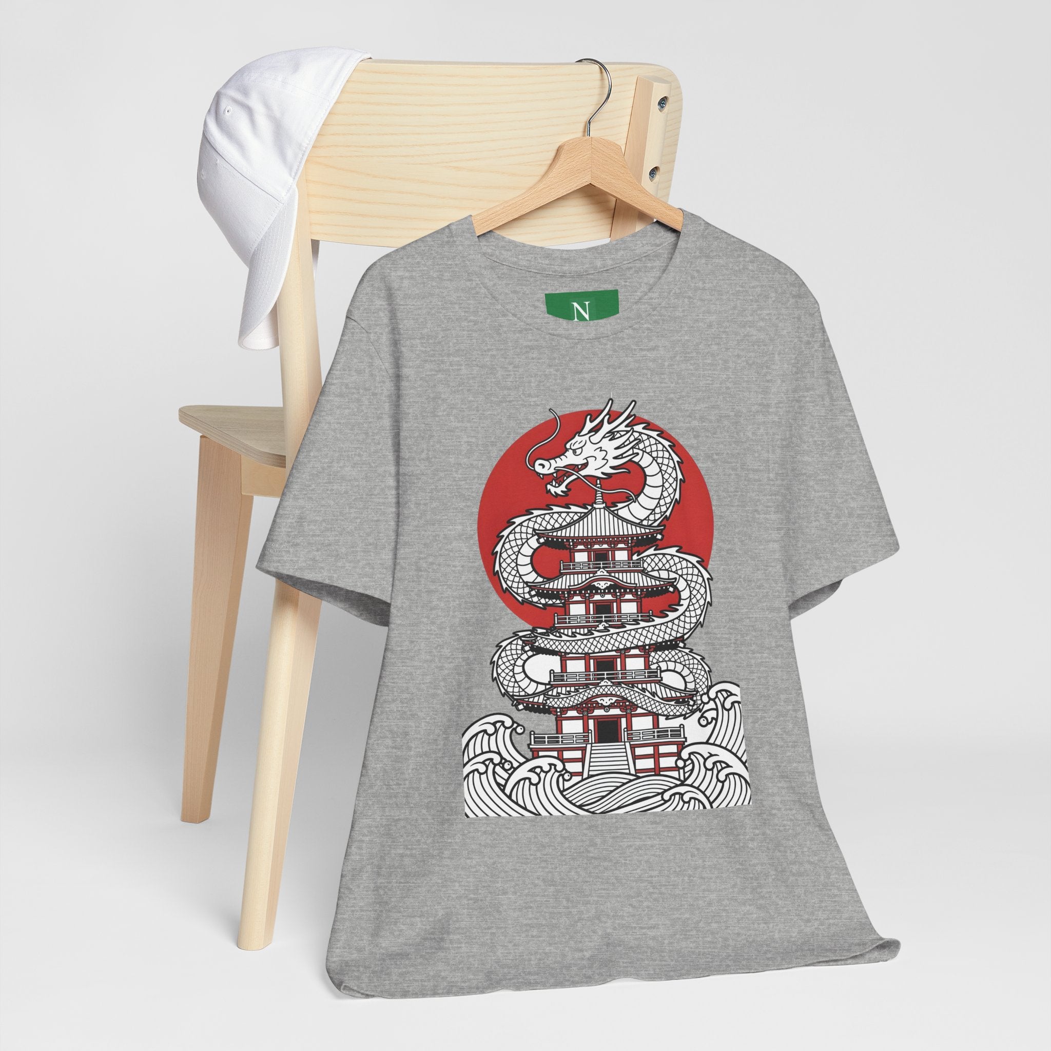 Dragon Pagoda T‑Shirt — Japanese Red Sun Temple Graphic Tee