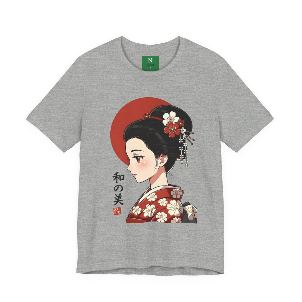 Geisha Portrait Tee — Japanese Floral Kimono Art T-Shirt