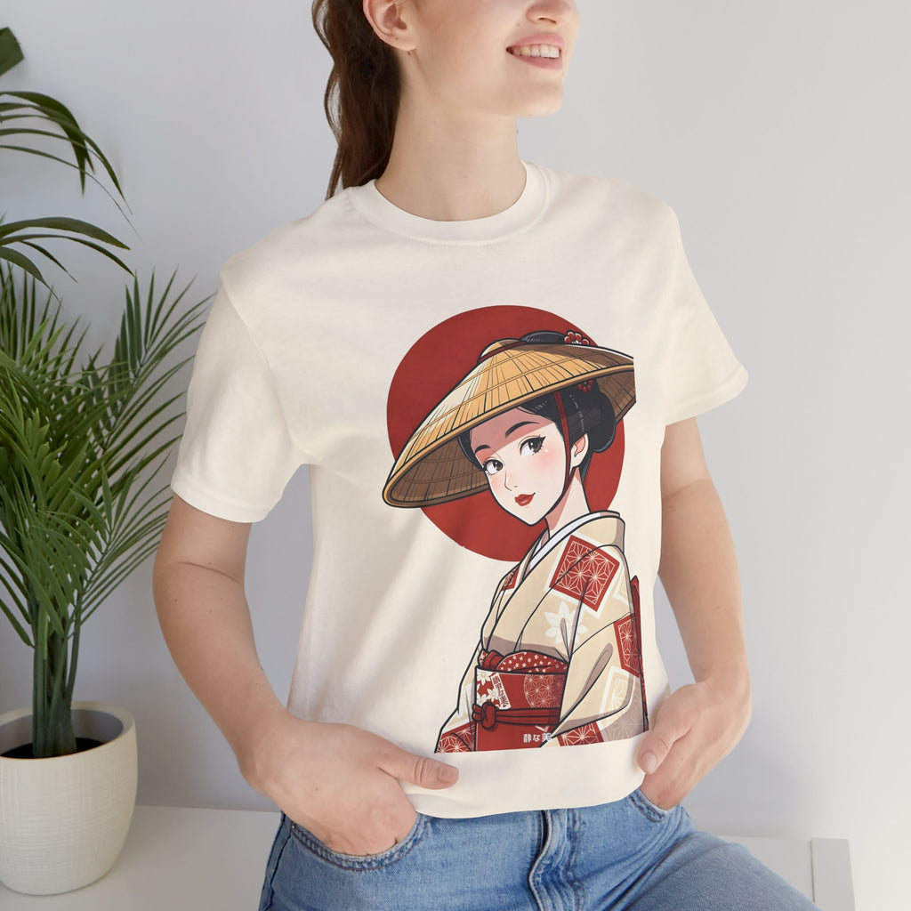 Geisha Illustration Tee — Vintage Kimono Anime T‑Shirt