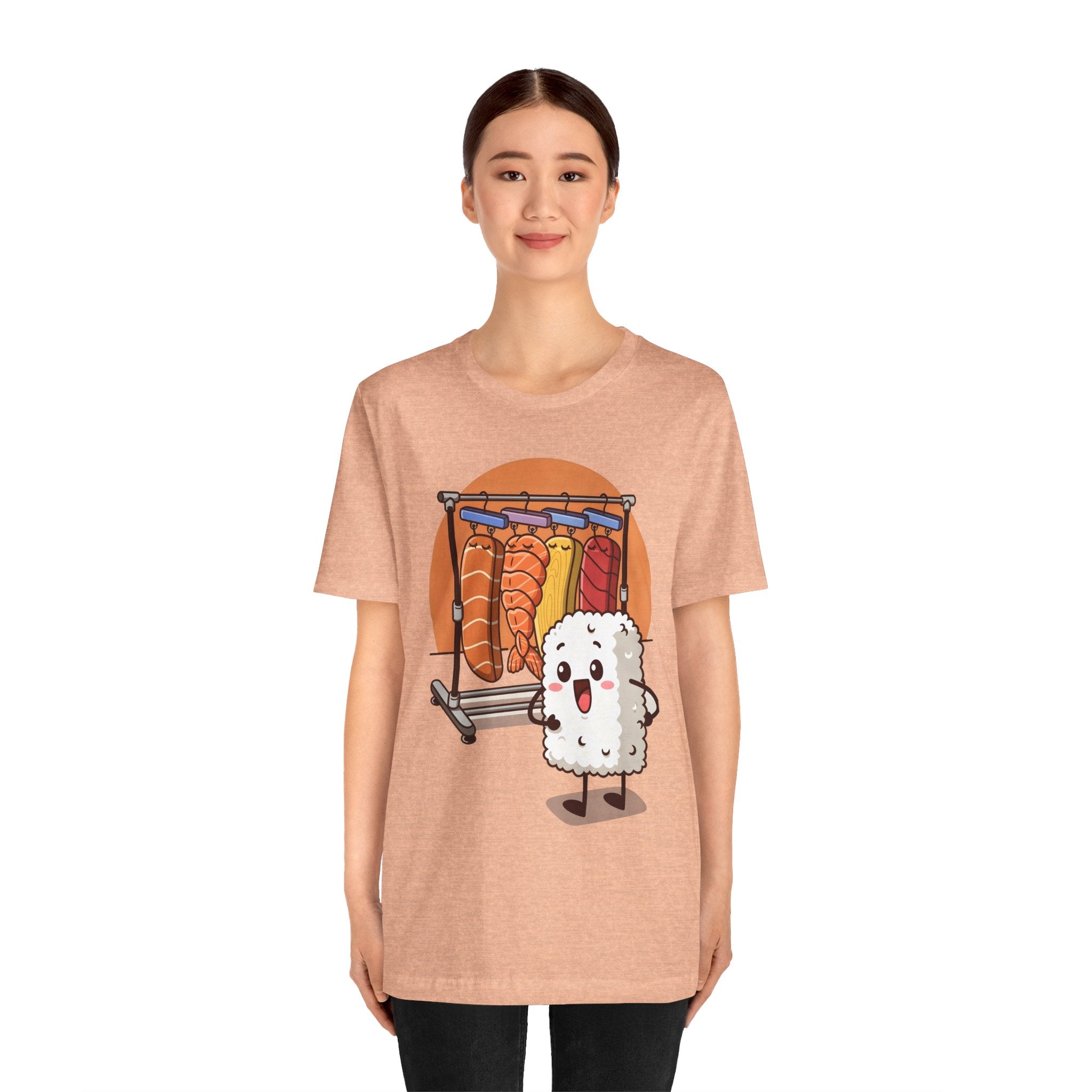 Cute Sushi Rice Cartoon T‑Shirt — Kawaii Nigiri Character Tee