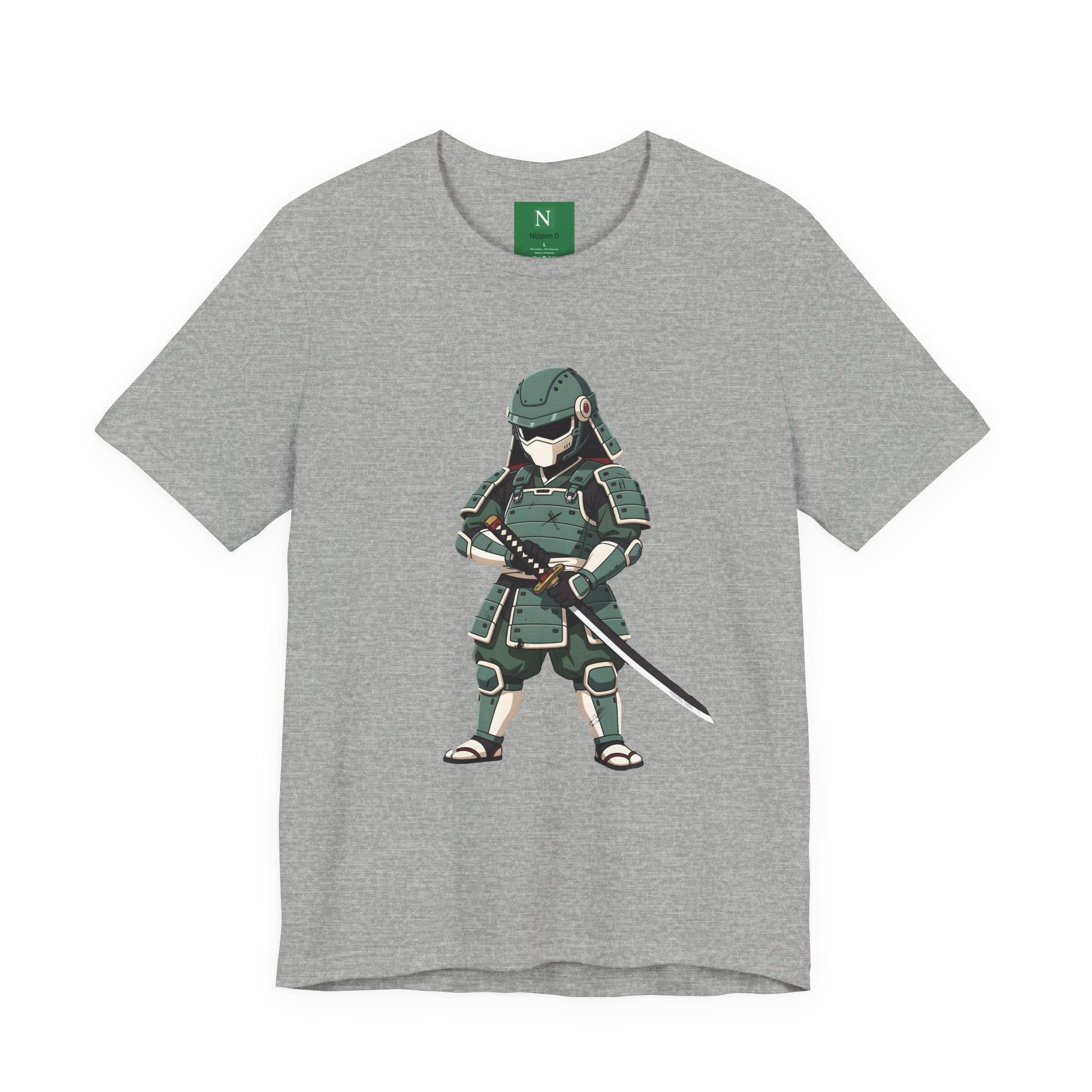 Samurai Cat T-Shirt – Cute Armored Kitty with Katana Graphic