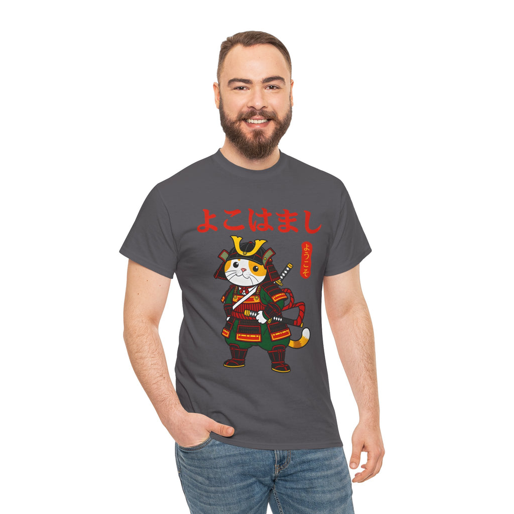 Samurai Cat T-Shirt — 'よこはまし' Japanese Yokohama Cute Warrior Tee