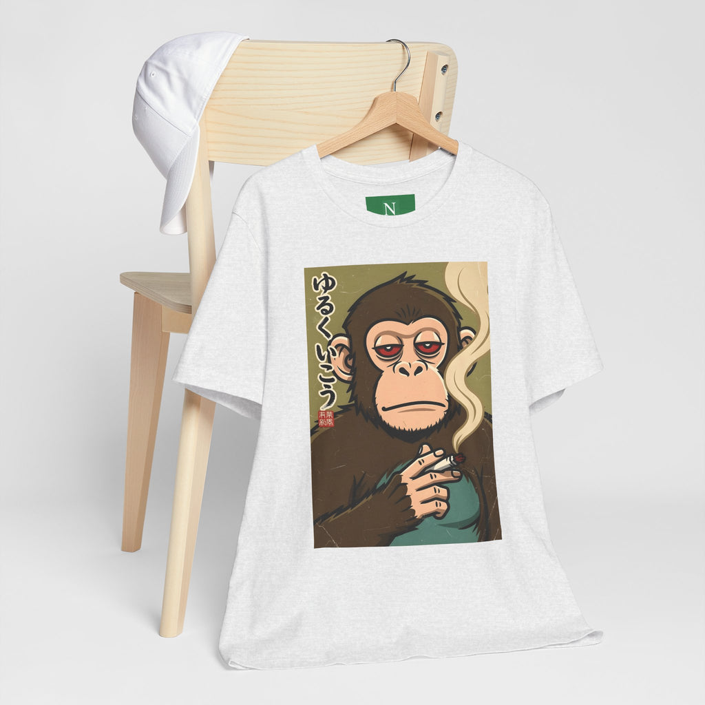 Smoking Monkey Graphic Tee — Japanese Retro Ape Illustration T-Shirt