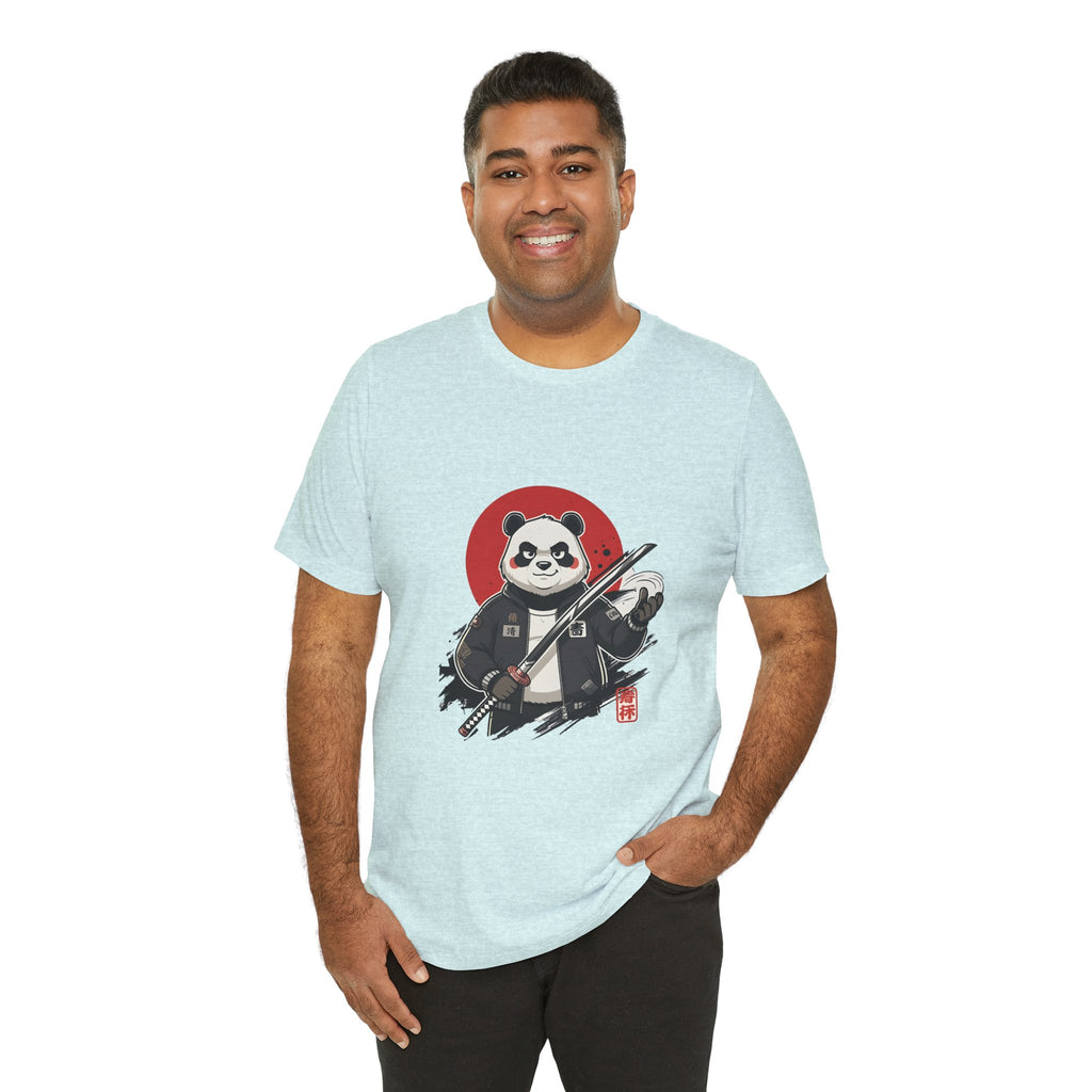 Samurai Panda T-Shirt — Cute Warrior Graphic Tee with Red Sun