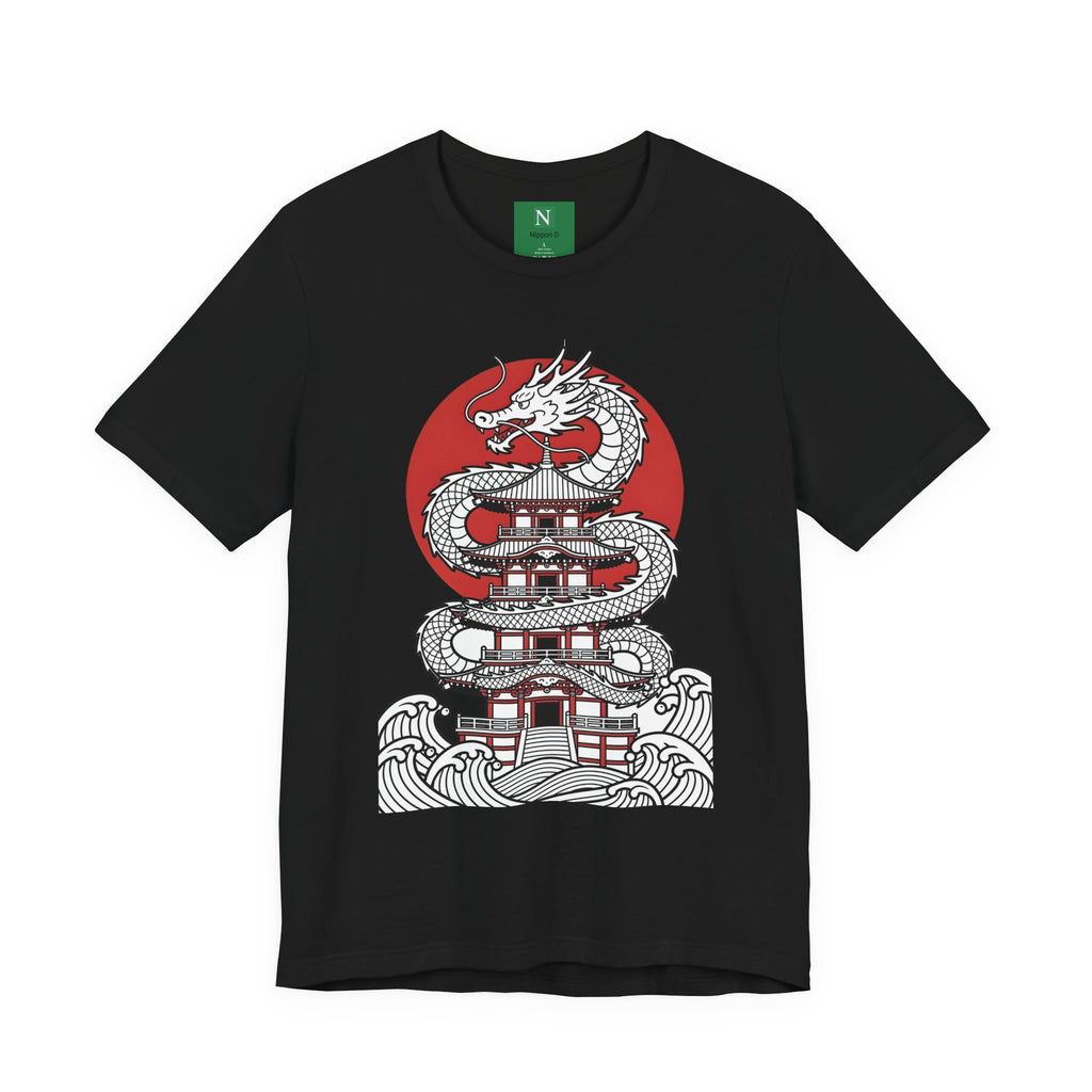 Dragon Pagoda T‑Shirt — Japanese Red Sun Temple Graphic Tee