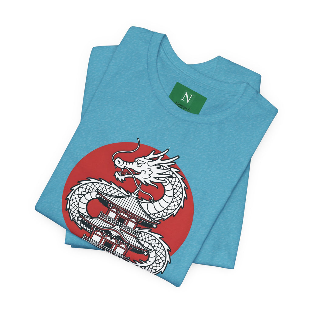 Dragon Pagoda T‑Shirt — Japanese Red Sun Temple Graphic Tee