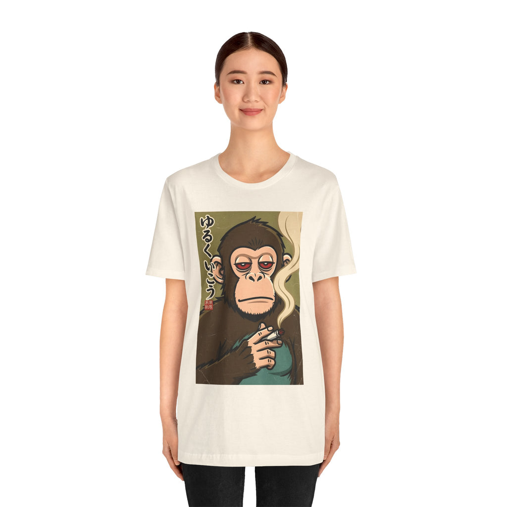 Smoking Monkey Graphic Tee — Japanese Retro Ape Illustration T-Shirt
