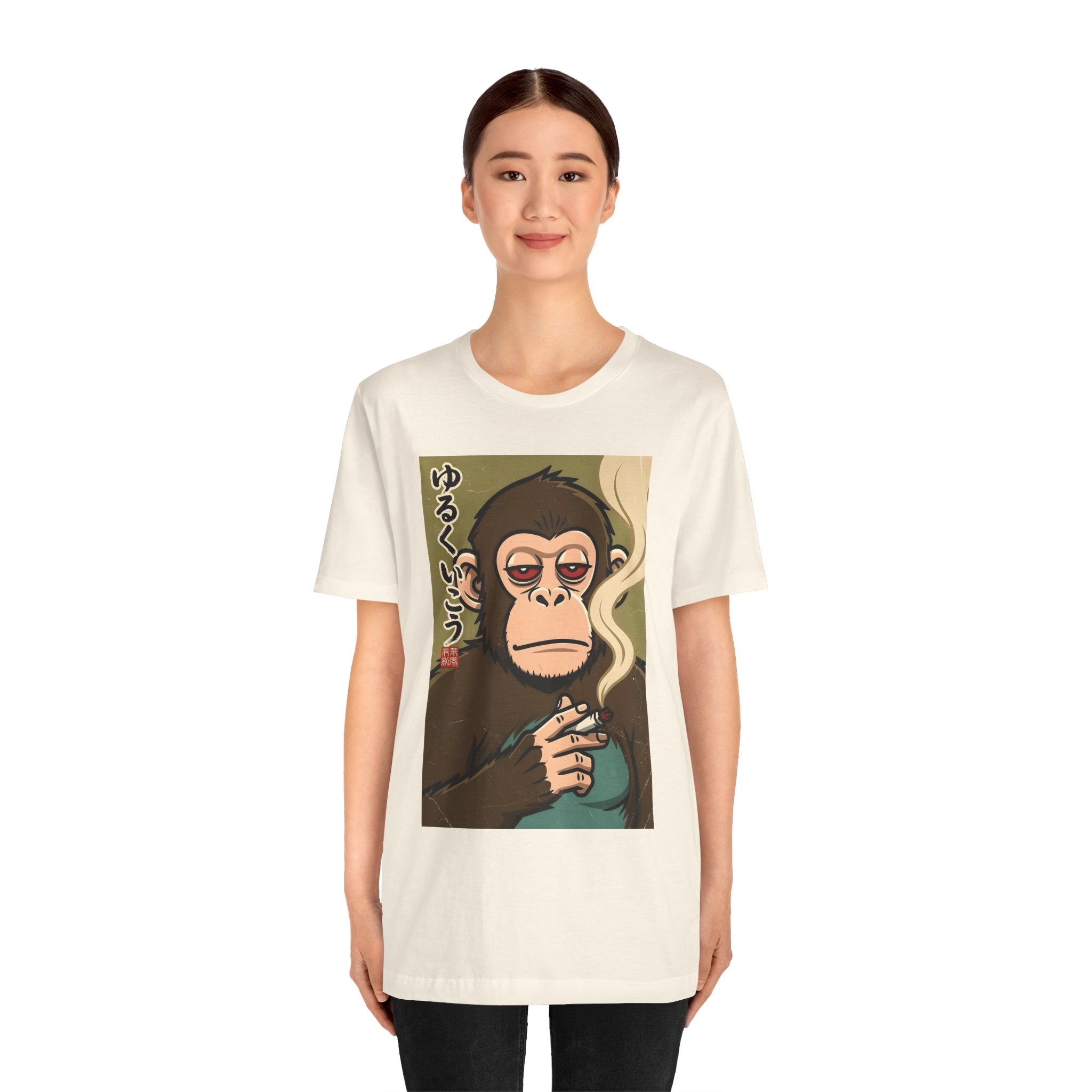 Smoking Monkey Graphic Tee — Japanese Retro Ape Illustration T-Shirt