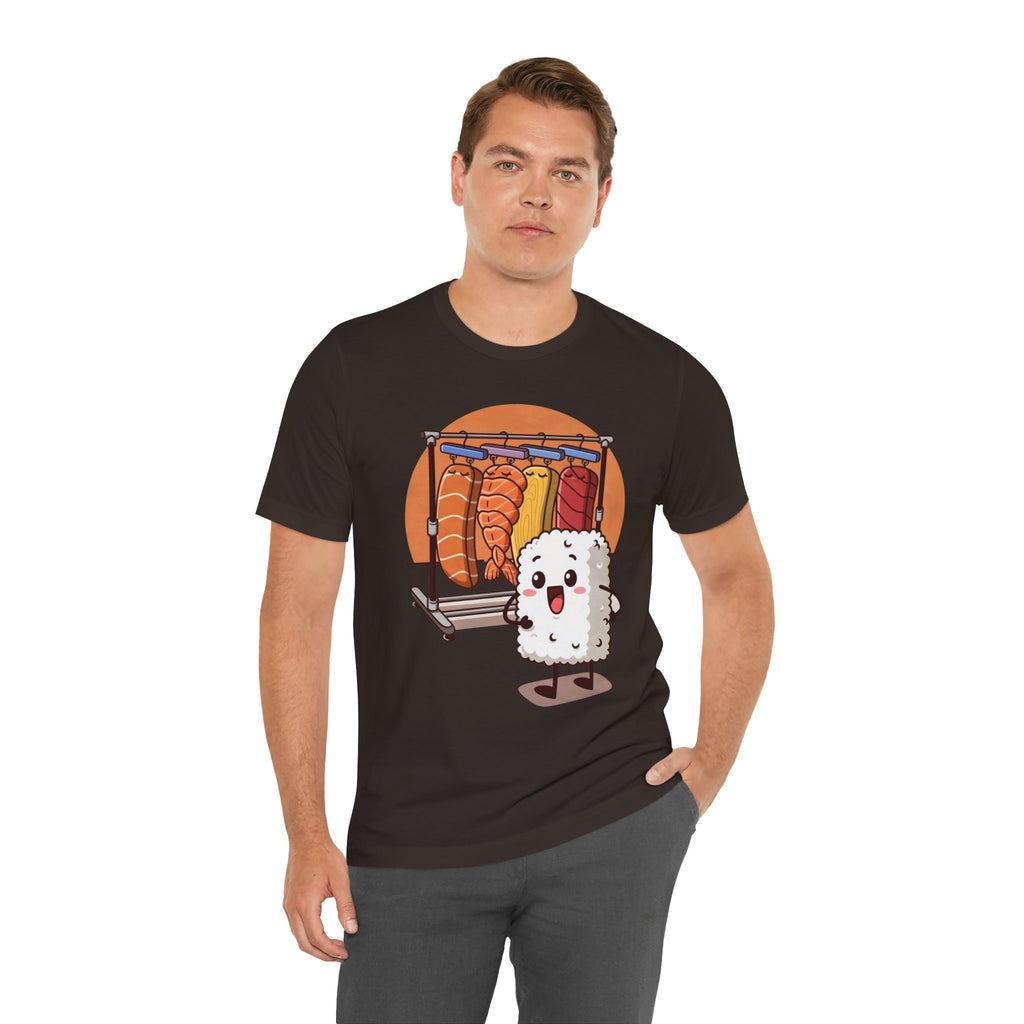 Cute Sushi Rice Cartoon T‑Shirt — Kawaii Nigiri Character Tee