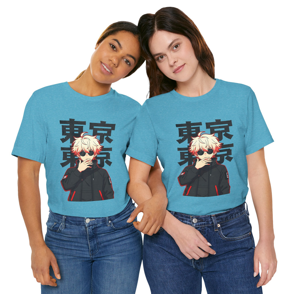Tokyo Anime Graphic Tee — Blond Character with Kanji "東京"
