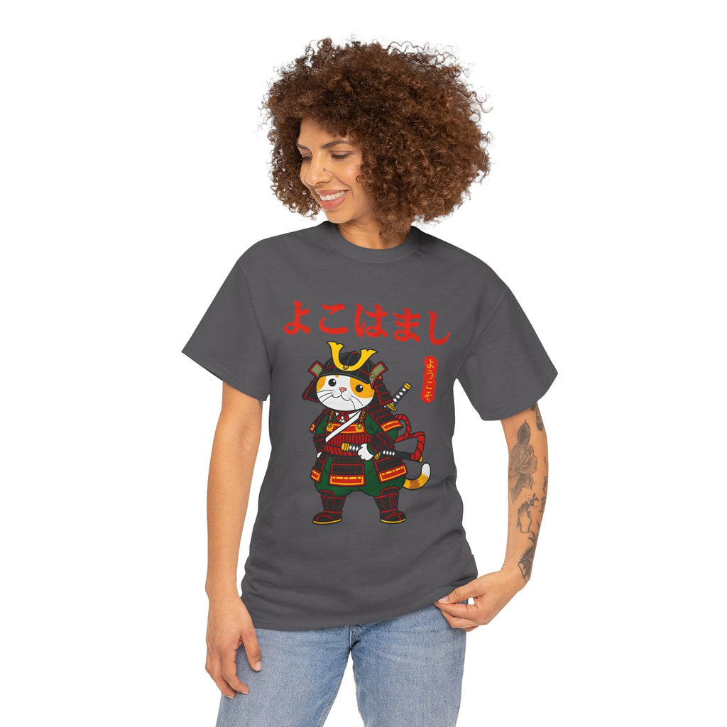 Samurai Cat T-Shirt — 'よこはまし' Japanese Yokohama Cute Warrior Tee