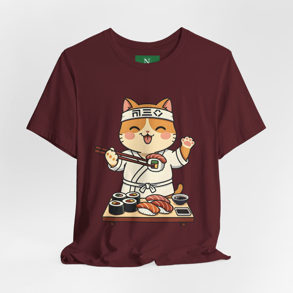 Sushi Chef Cat T‑Shirt — Cute Kawaii Cat Making Sushi Graphic Tee