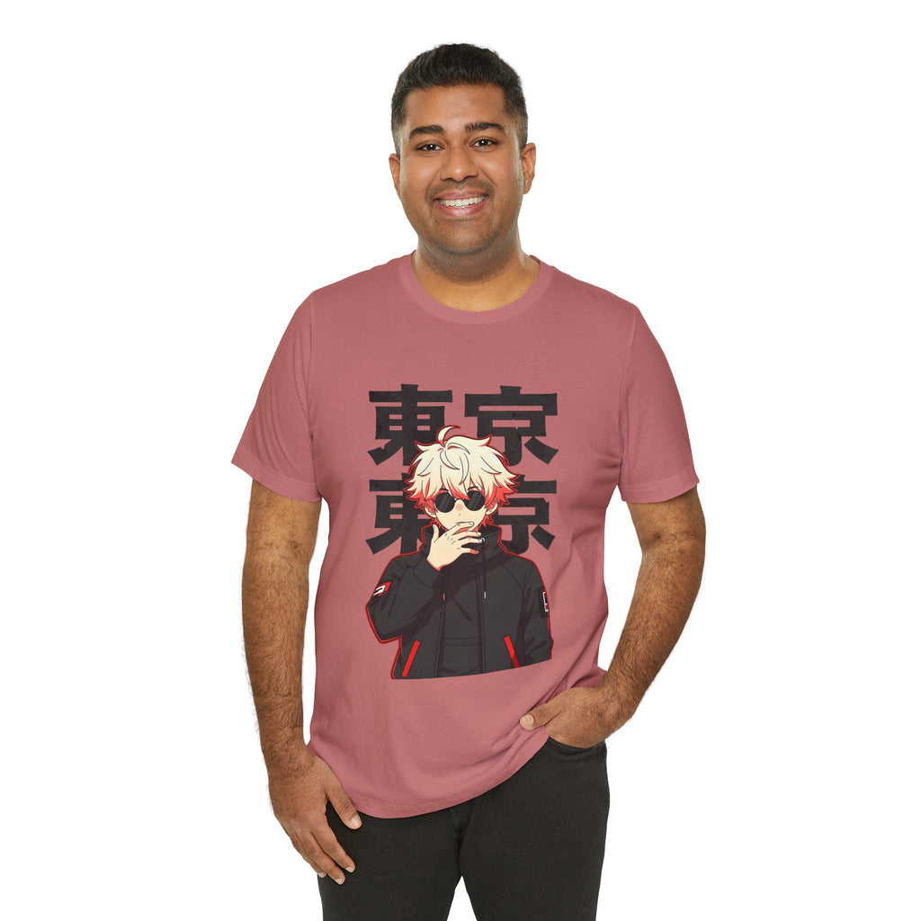 Tokyo Anime Graphic Tee — Blond Character with Kanji "東京"