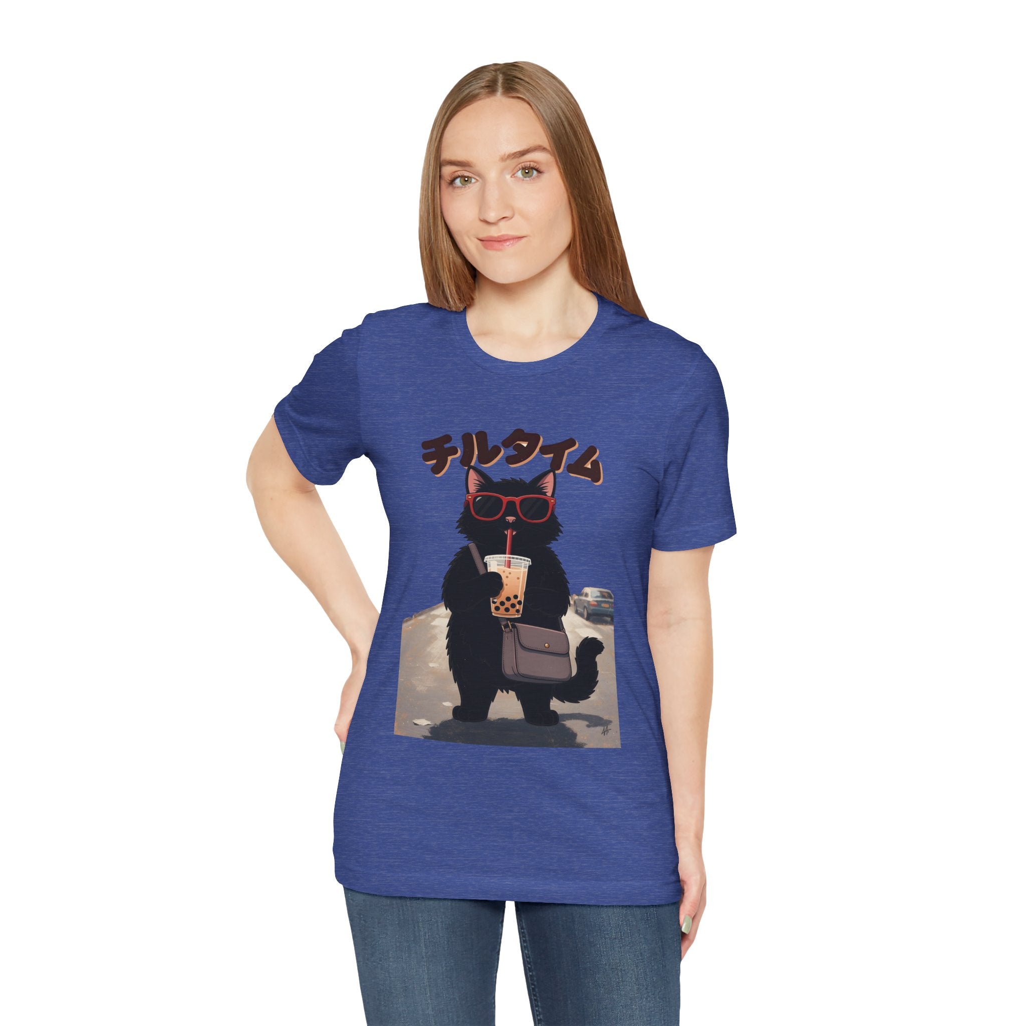 Boba Cat Tee — Cute Cat Drinking Bubble Tea Graphic T-Shirt