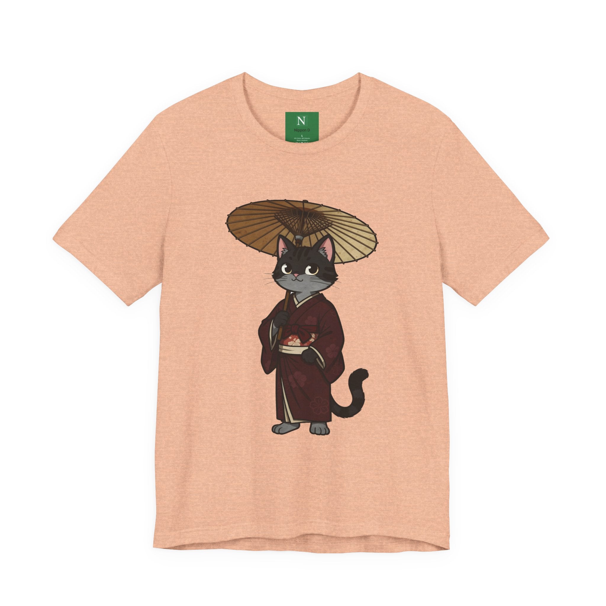 Geisha Cat Tee — Japanese Umbrella Cat Graphic T-Shirt