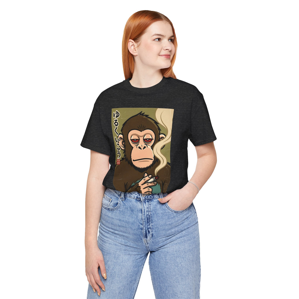 Smoking Monkey Graphic Tee — Japanese Retro Ape Illustration T-Shirt