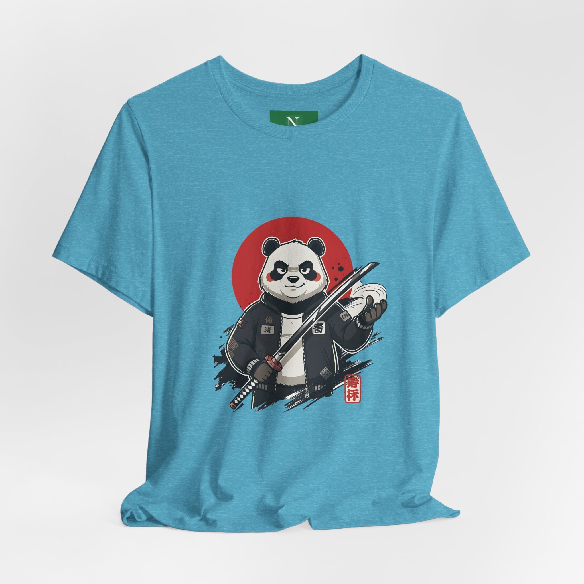 Samurai Panda T-Shirt — Cute Warrior Graphic Tee with Red Sun