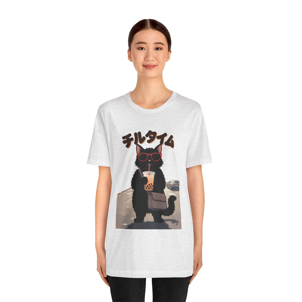 Boba Cat Tee — Cute Cat Drinking Bubble Tea Graphic T-Shirt