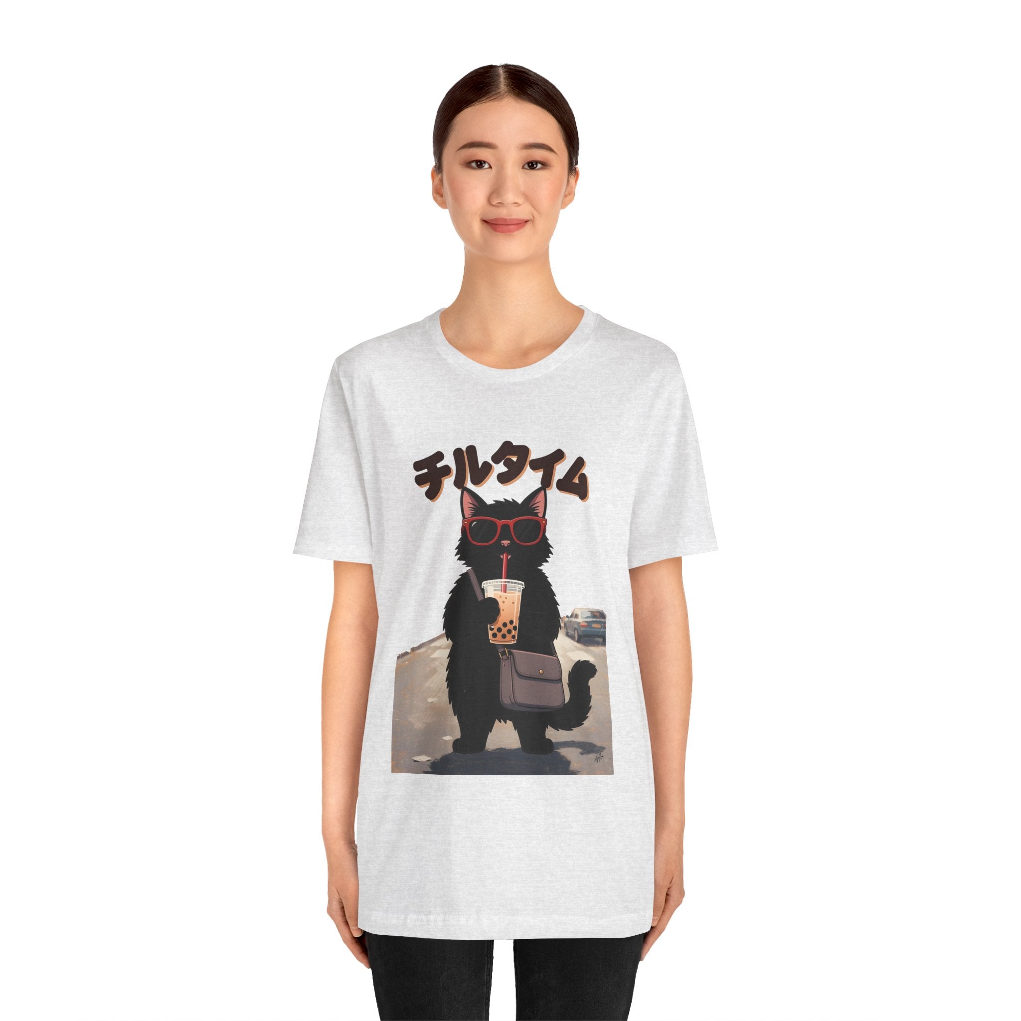 Boba Cat Tee — Cute Cat Drinking Bubble Tea Graphic T-Shirt