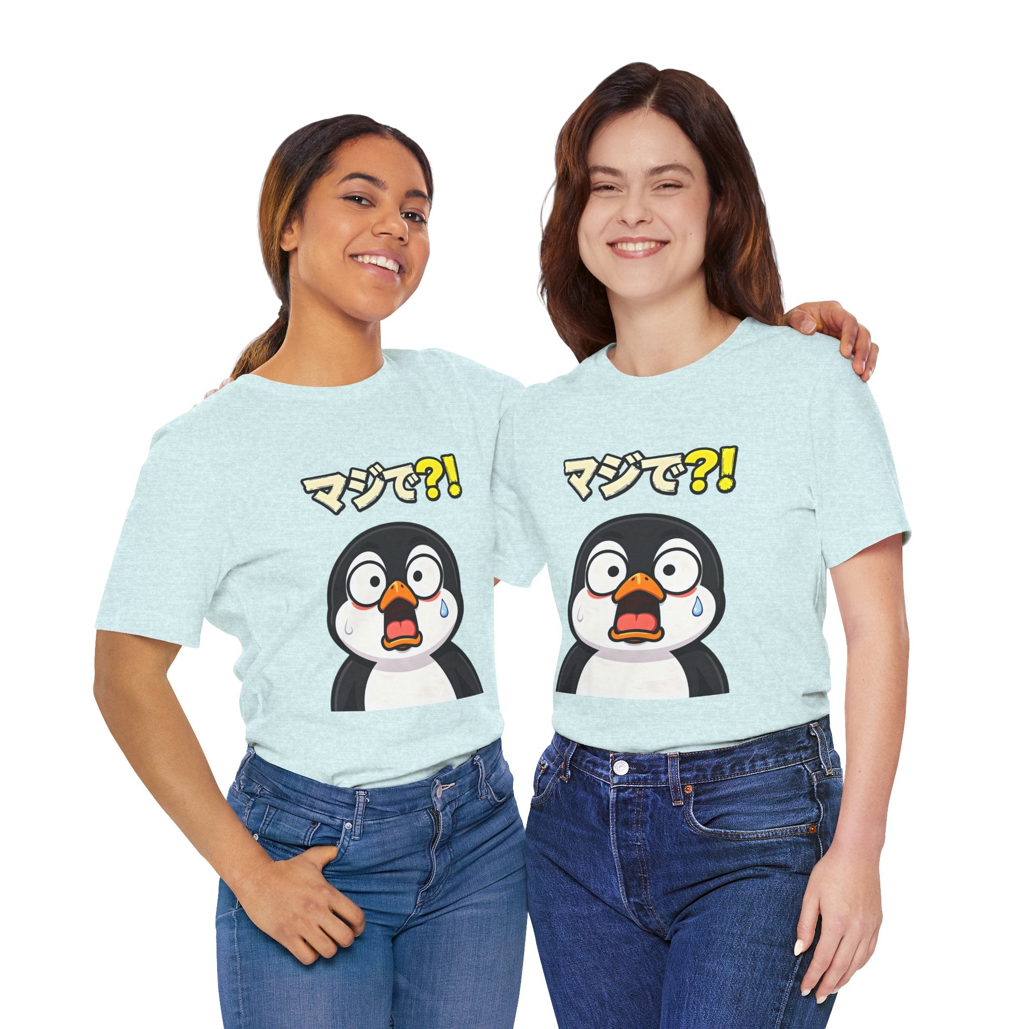 Shocked Penguin Tee — Japanese “マジで?!” Cute Anime-Style Graphic T-Shirt