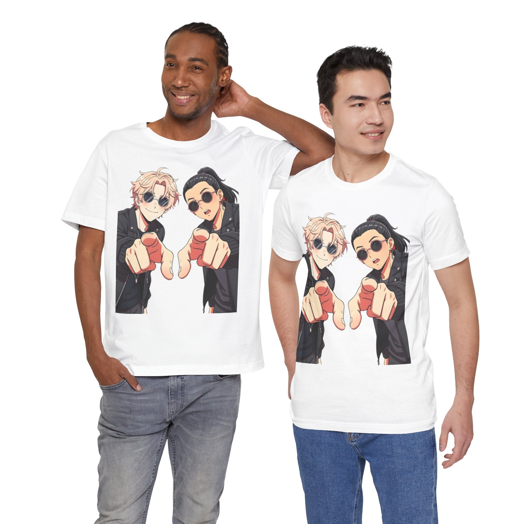 Anime Besties Pointing Tee — Cool Duo Illustration T‑Shirt
