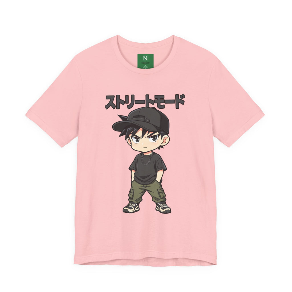 Street Mode Anime Boy T-Shirt — Japanese Text Graphic Tee