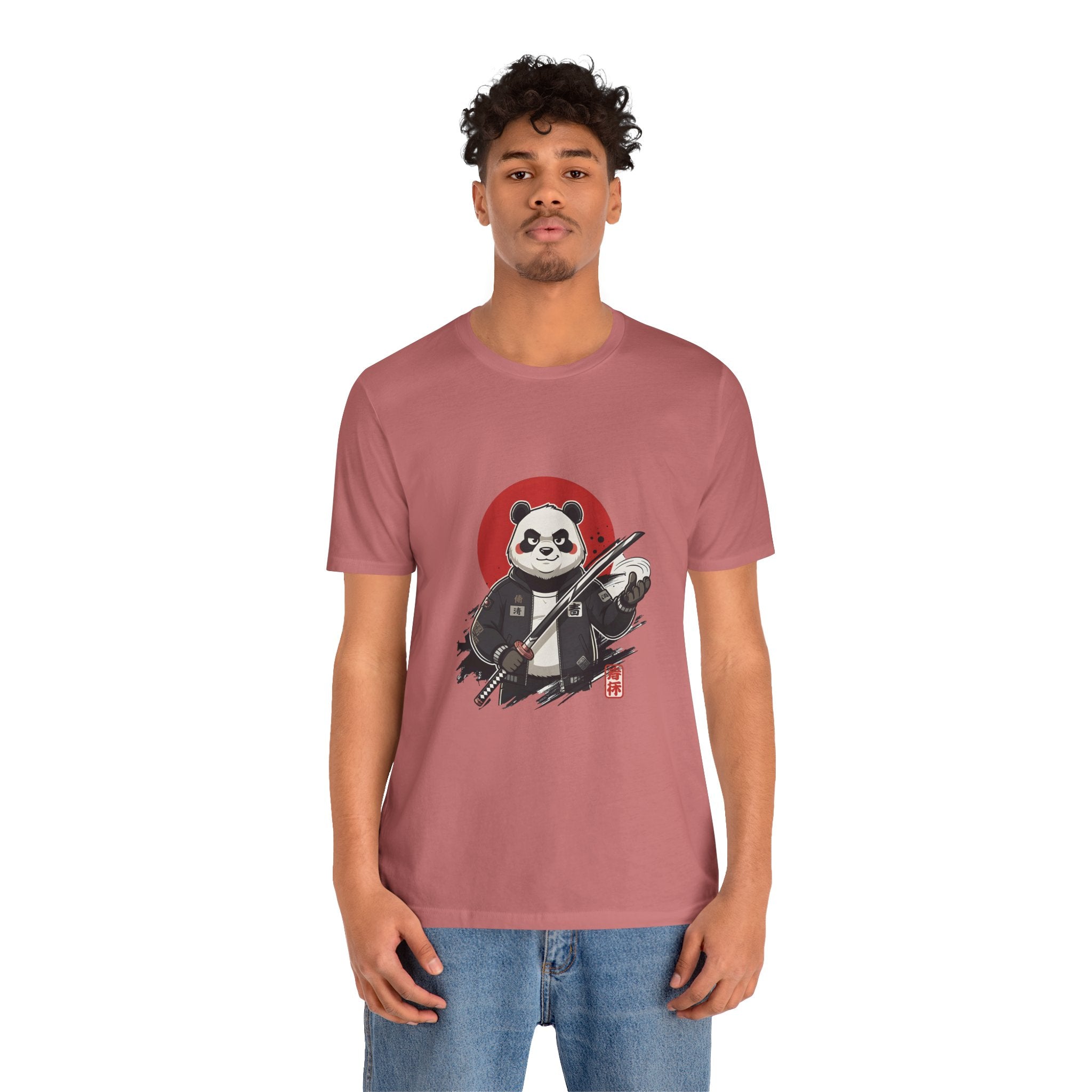 Samurai Panda T-Shirt — Cute Warrior Graphic Tee with Red Sun