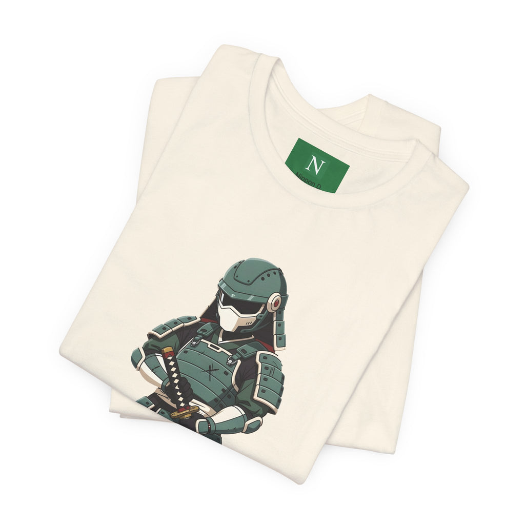 Samurai Cat T-Shirt – Cute Armored Kitty with Katana Graphic