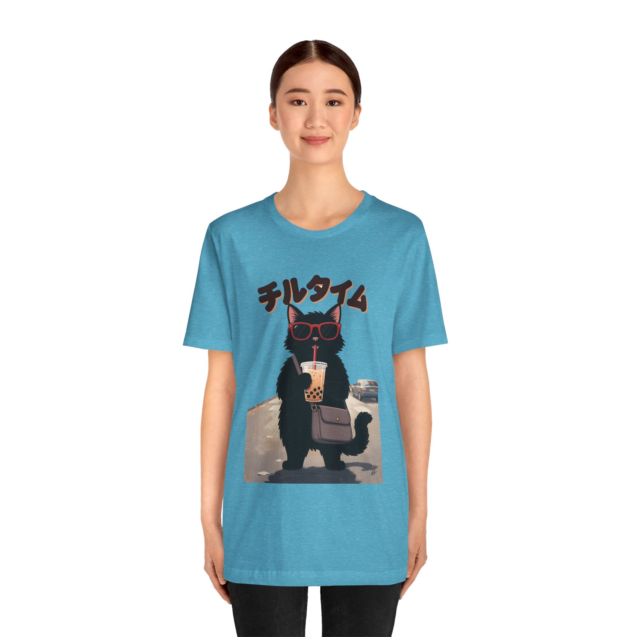 Boba Cat Tee — Cute Cat Drinking Bubble Tea Graphic T-Shirt