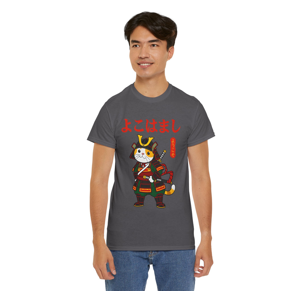 Samurai Cat T-Shirt — 'よこはまし' Japanese Yokohama Cute Warrior Tee
