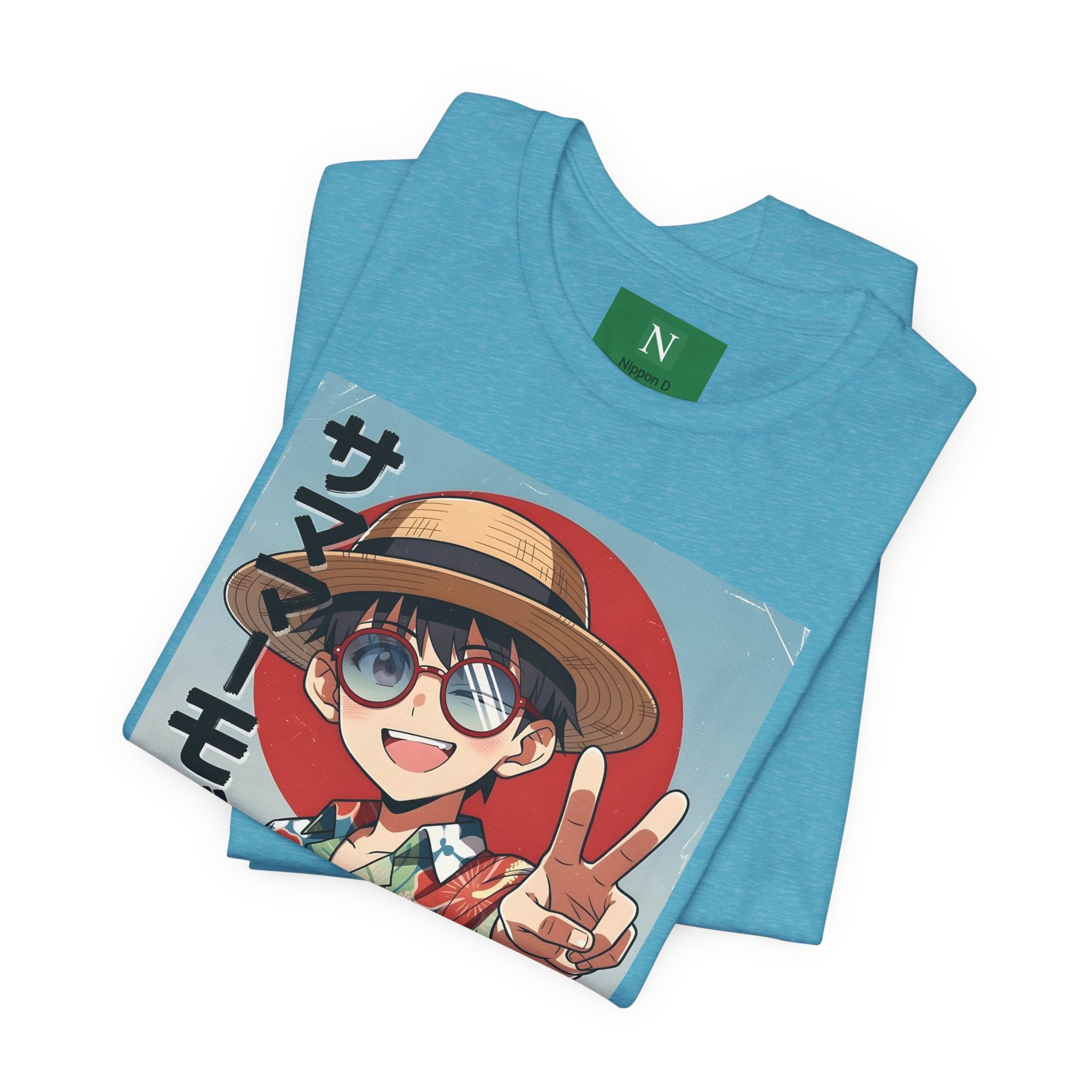 Anime Summer Kid: Tropical Hawaiian Tee with Peace Sign (サマー)
