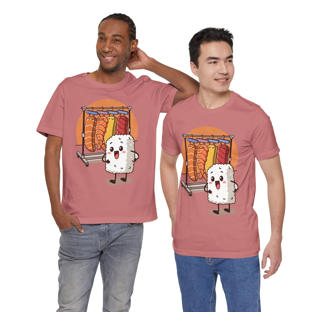 Cute Sushi Rice Cartoon T‑Shirt — Kawaii Nigiri Character Tee