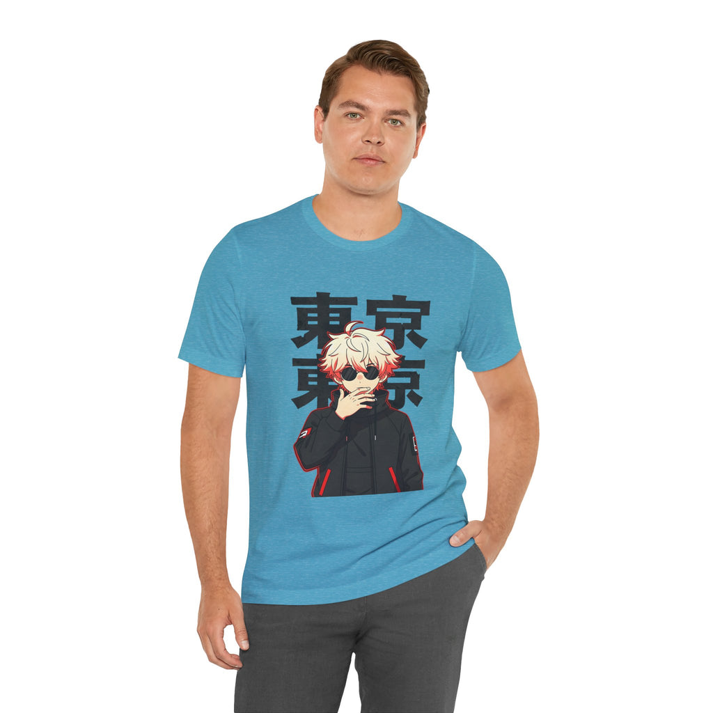 Tokyo Anime Graphic Tee — Blond Character with Kanji "東京"